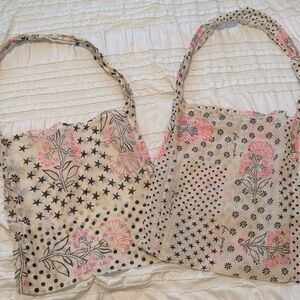 Free People Pink and Black Floral Tote Bags